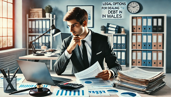 Business person studying legal documents on a desk DALL-E generated