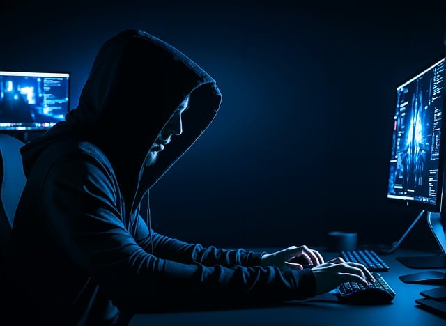 Man in a hood at a computer - by Joshgmit from Pixabay